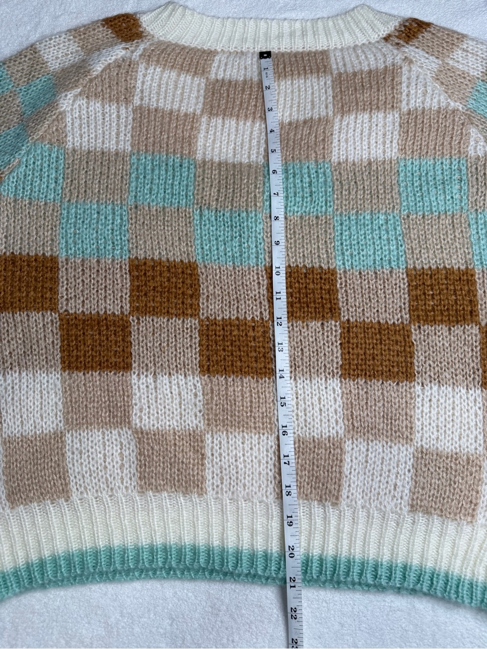 Pink Lily Multi Color Checker V-Neck Knit Oversized Sweater Size Medium - Picture 11 of 11